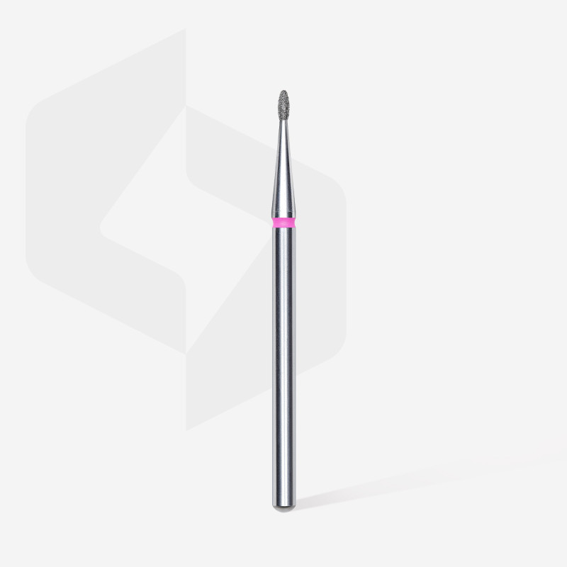 Diamond nail drill bit Staleks, rounded “bud” , red, head diameter 1.2 mm/ working part 3 mm