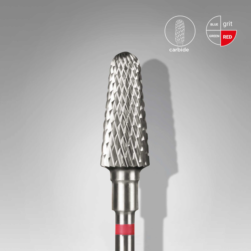 Carbide nail drill bit – Staleks – truncated cone – red – 6 mm / 14 mm