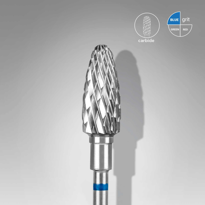 Carbide nail drill bit – Staleks – corn – blue – 6 mm / 14 mm
