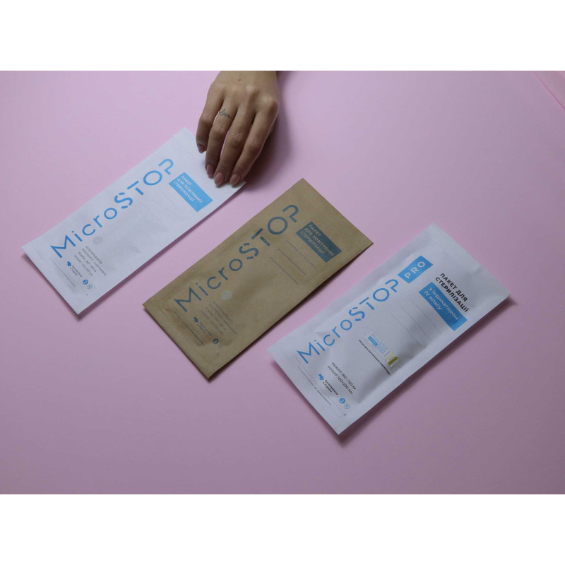 MicroStop – ruskeat kraft-sterilointipussit kuivasterilointiin, indikaattorilla, 100×200 mm