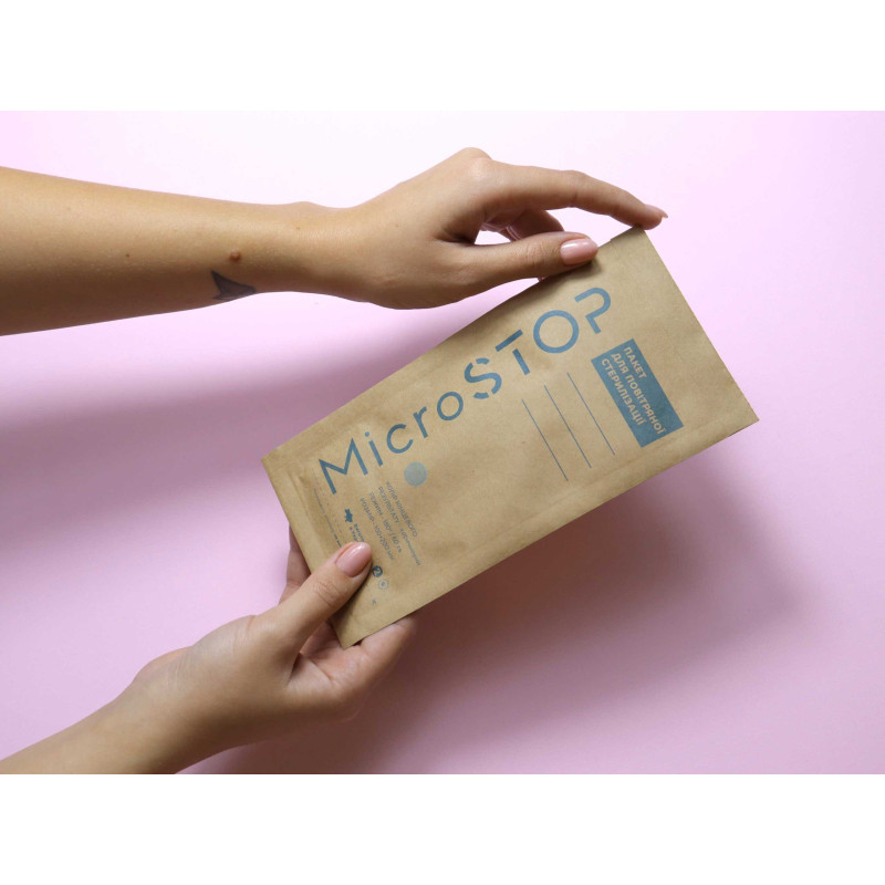 MicroStop – brown kraft sterilization pouches for dry heat with indicator, 100×200 mm