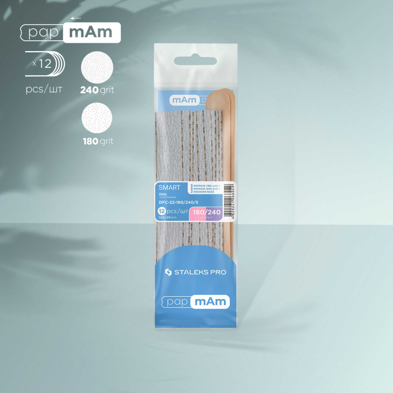 PapmAm-vaihtoviilat (10 kpl) ja puupohja (2 kpl), 180/240 grit – STALEKS PRO SMART 22