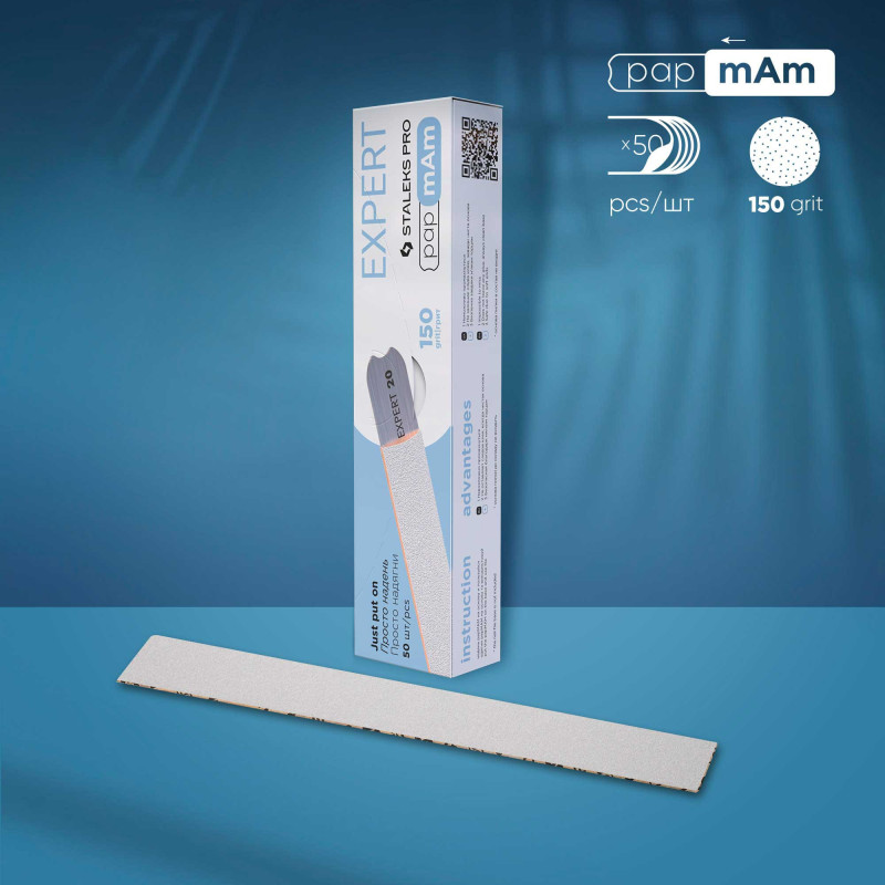 White papmAm replaceable files for straight file – STALEKS PRO EXPERT 22, 150 grit (50 pcs)
