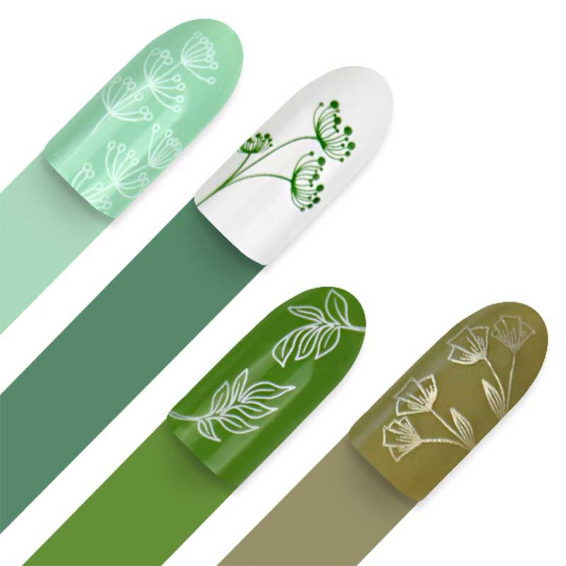 Stamping plate Moyra - Green leaves - 79