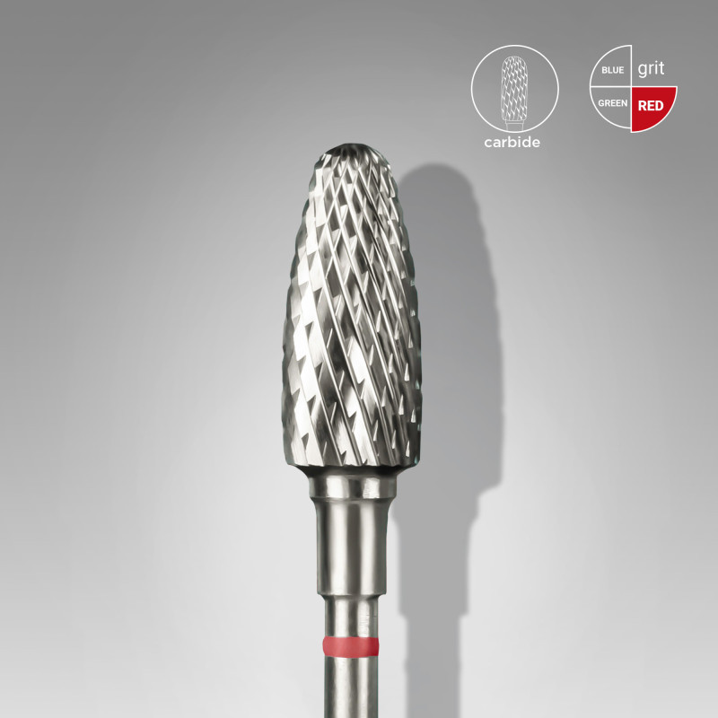 Carbide nail drill bit – Staleks – corn – red – 6 mm / 14 mm