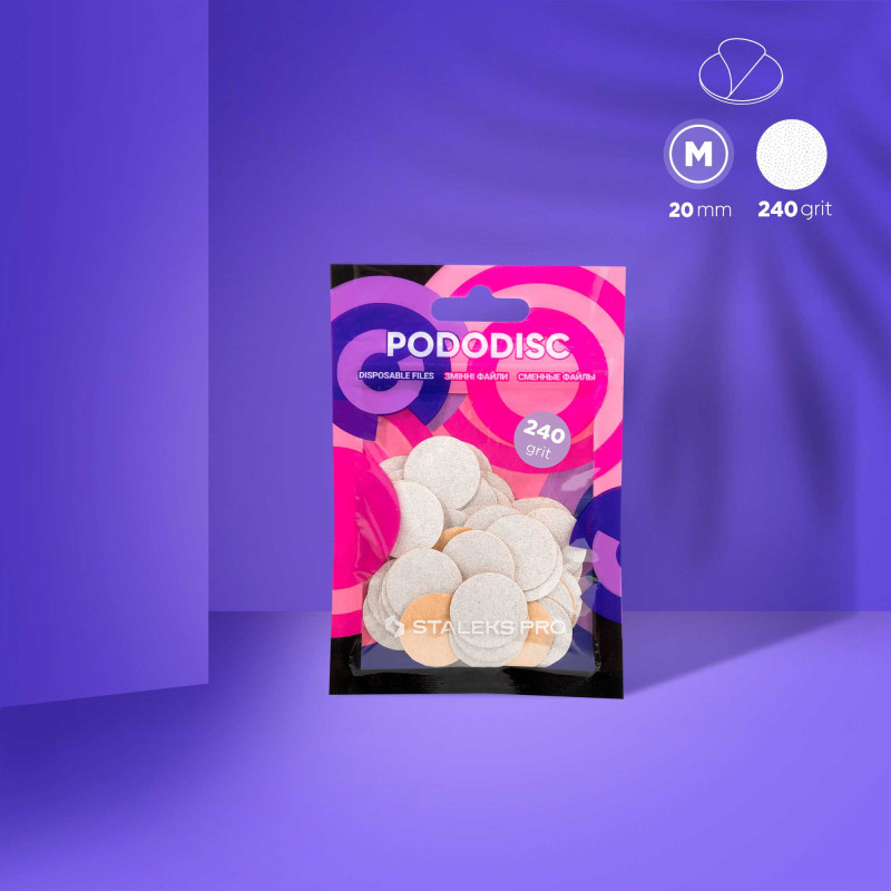 Valkoiset vaihtoviilat pedikyyri­levyyn – STALEKS PRO EXPERT PODODISC M (50 kpl)