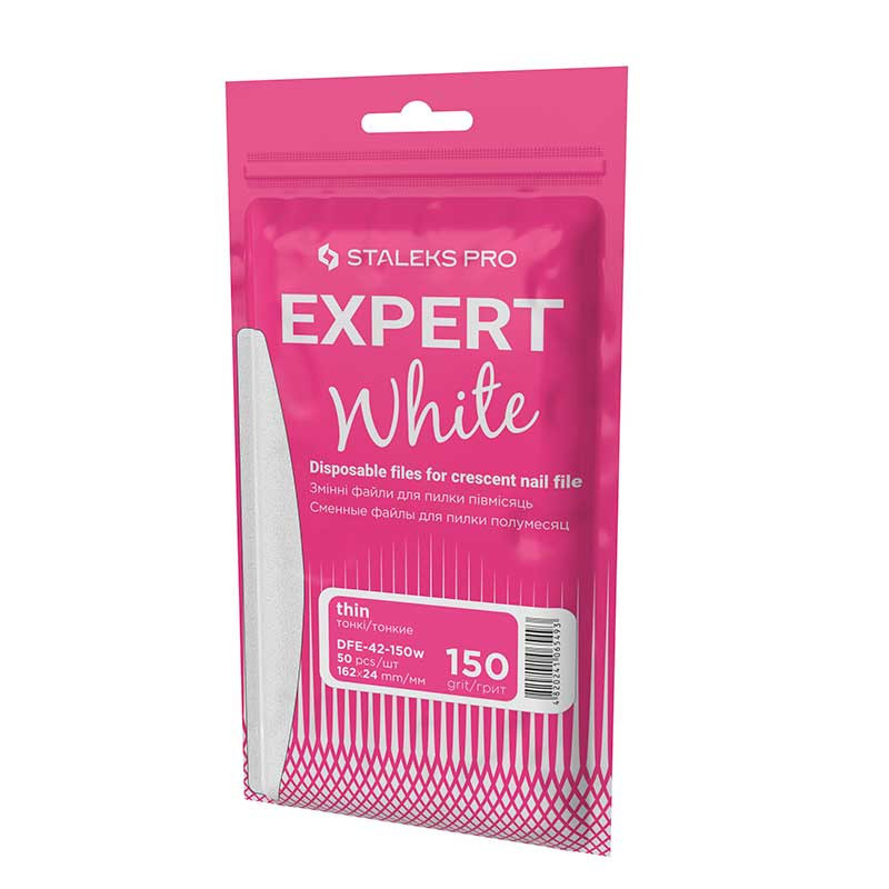 Valkoiset vaihtoviilat kuunmuotoiseen viilaan (pehmeä pohja) – Staleks Pro Expert – 150 grit (50 kpl)
