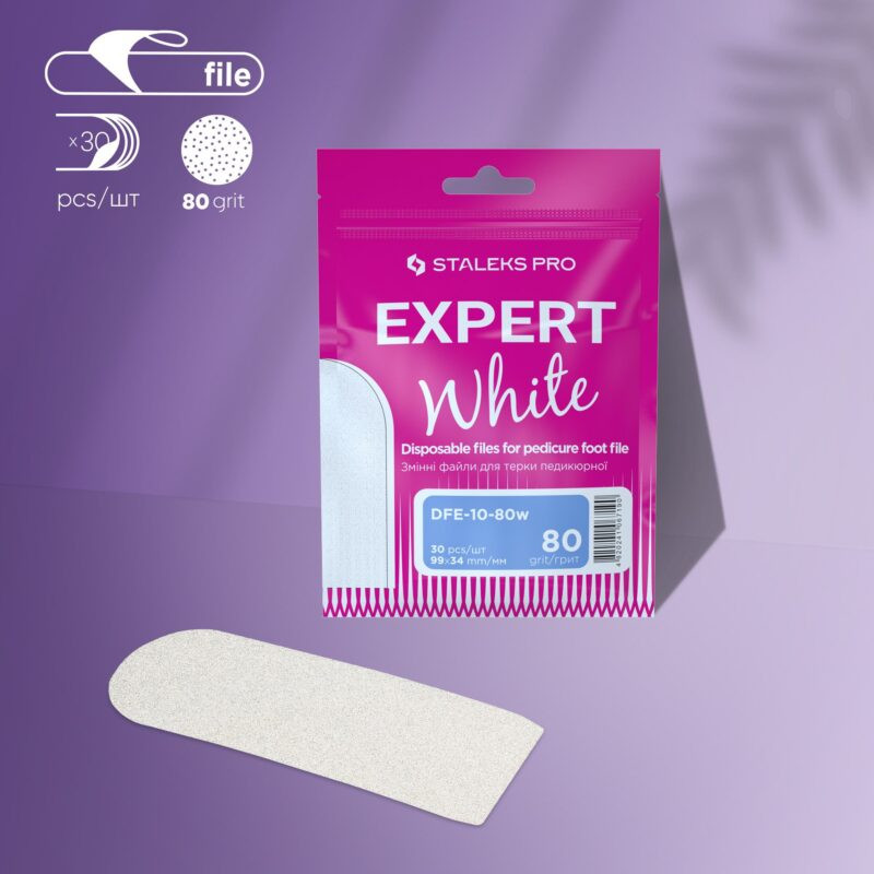 Valkoiset vaihtoviilat jalkaraspiin – STALEKS PRO EXPERT 10, 80 grit (30 kpl)