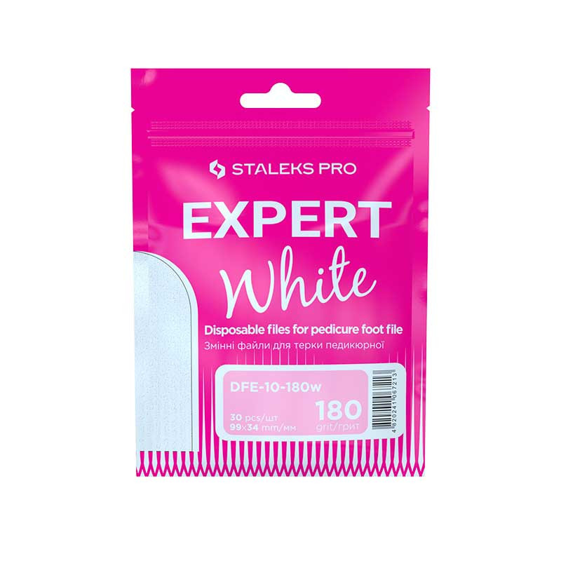 White replaceable files for pedicure foot file – STALEKS PRO EXPERT 10, 180 grit (30 pcs)