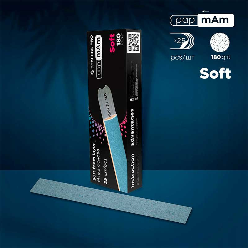 Disposable files papmAm for straight nail file (soft base) Staleks Pro - Exclusive 20, 180 grit (25 pcs)