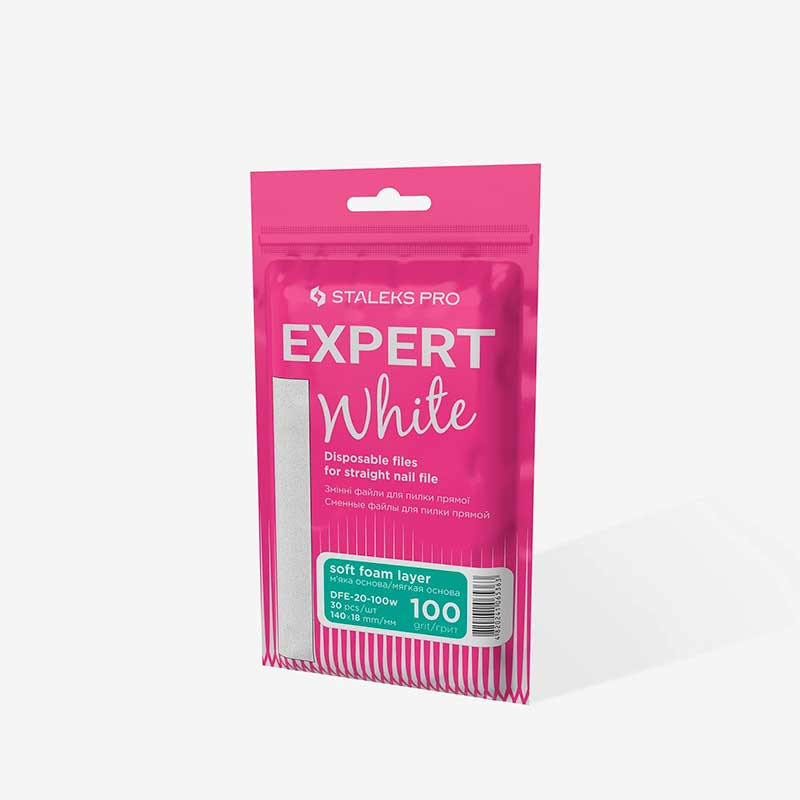 Сменные файлы для пилки прямой (на мягкой основе) Staleks Pro Expert 20, 100 грит (30 шт)