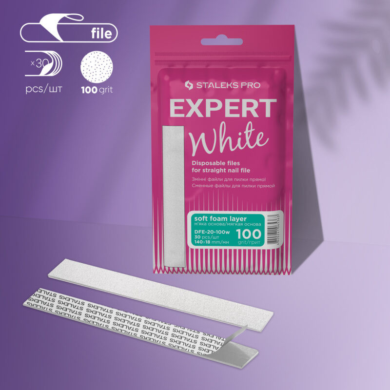 Сменные файлы для пилки прямой (на мягкой основе) Staleks Pro Expert 20, 100 грит (30 шт)