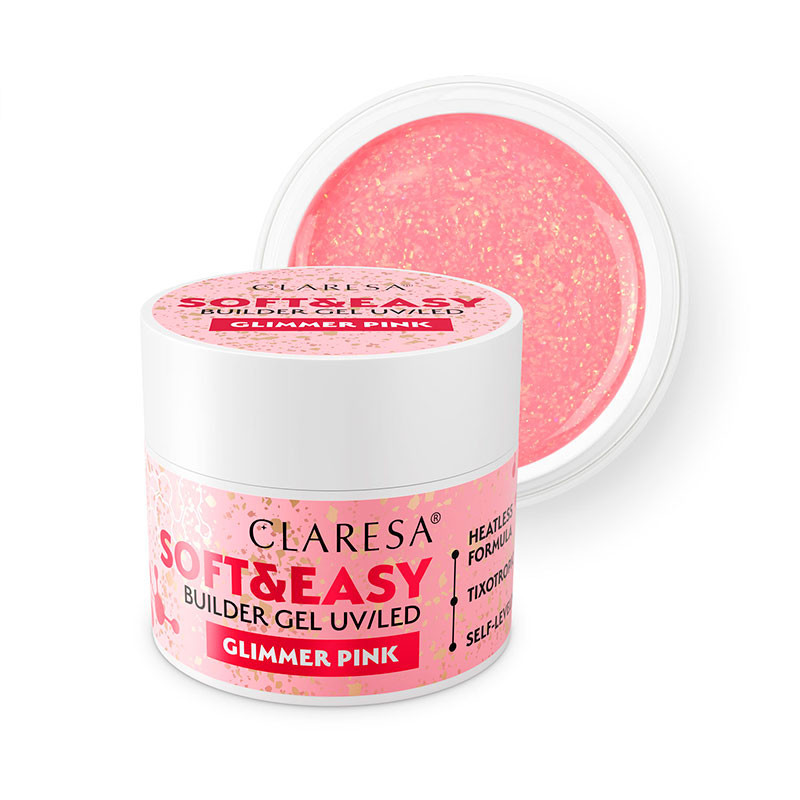 Гель для наращивания Claresa SOFT&EASY, Glimmer Pink