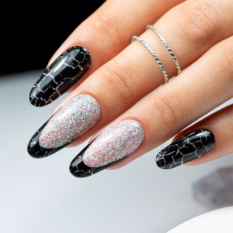 Гель - лак с эффектом потрескивания Molly Nails чёрный- 8 g