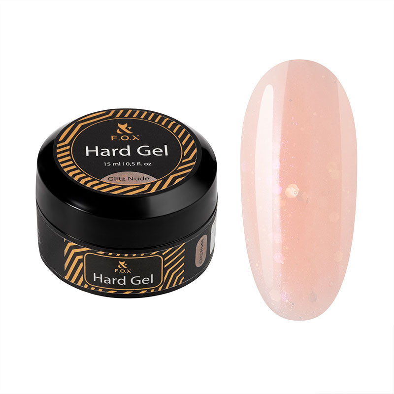 Гель для наращивания ногтей - Hard gel F.O.X - Glitz Nude - 15 мл