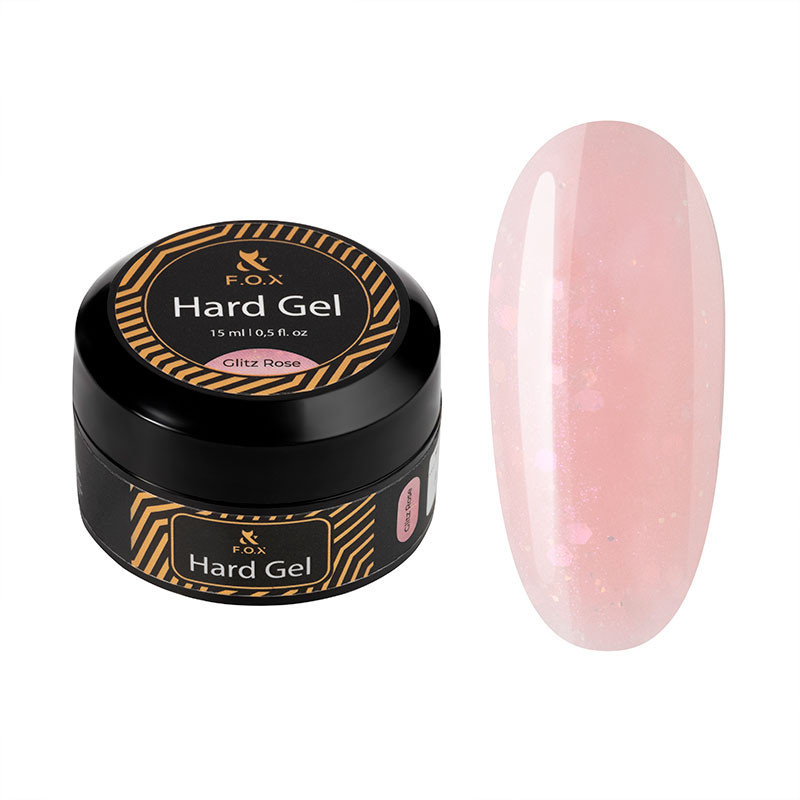 Rakennusgeeli - Hard gel F.O.X - Glitz Rose - 15 ml
