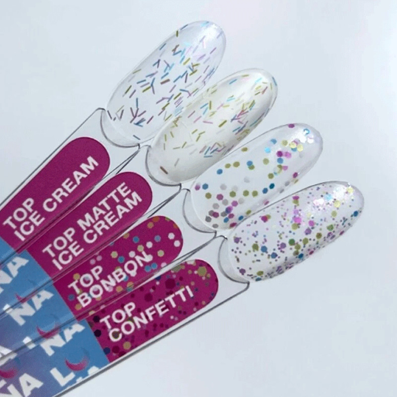 Päällyslakka ilman tahmeaa kerrosta - Lunamoon Top Confetti  - 13 ml
