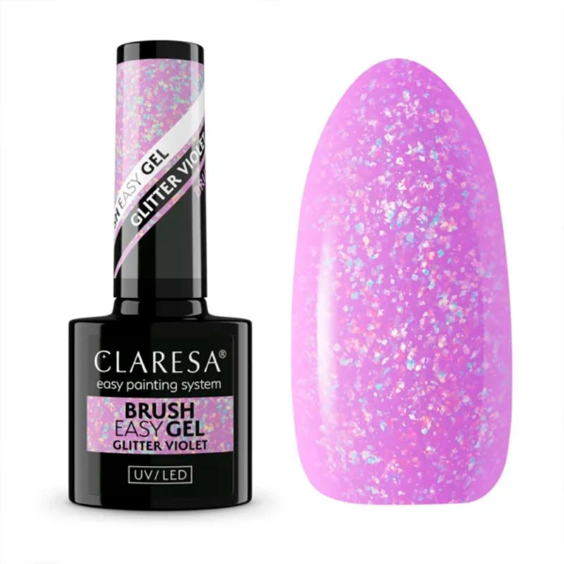 Базовое покрытие  Brush Easy Gel Base Claresa Glitter Violet - 5 g