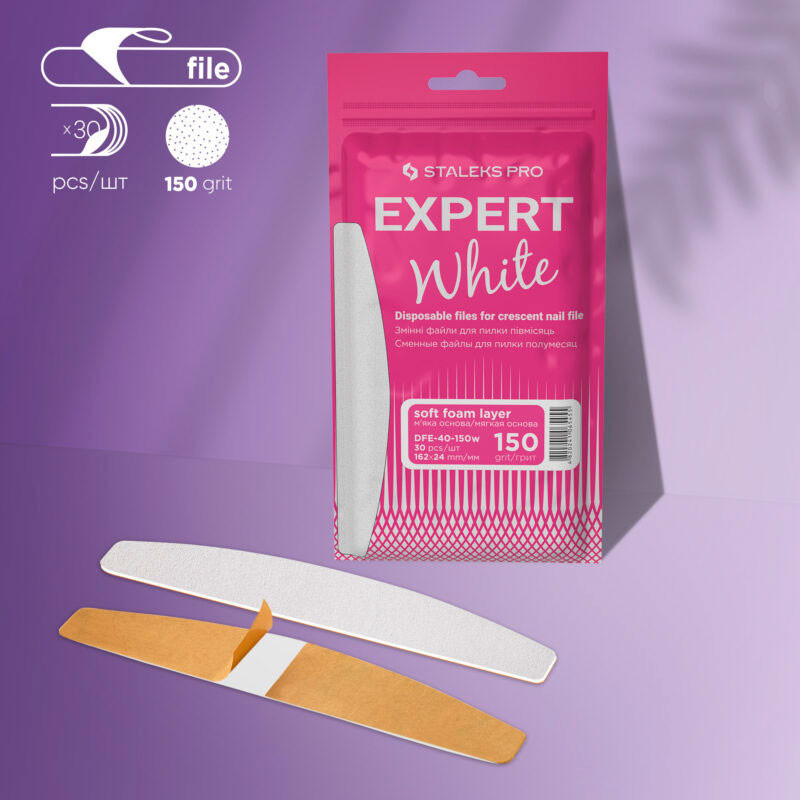 Сменные файлы для пилки полумесяц (на мягкой основе) Staleks Pro Expert 40, 150 грит (30 шт)