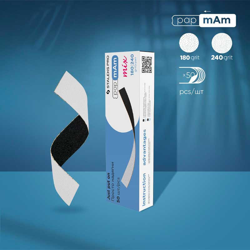 Kertakäyttöiset kaksipuoliset viilat papmAm Mix 180/240 grit (50 kpl)