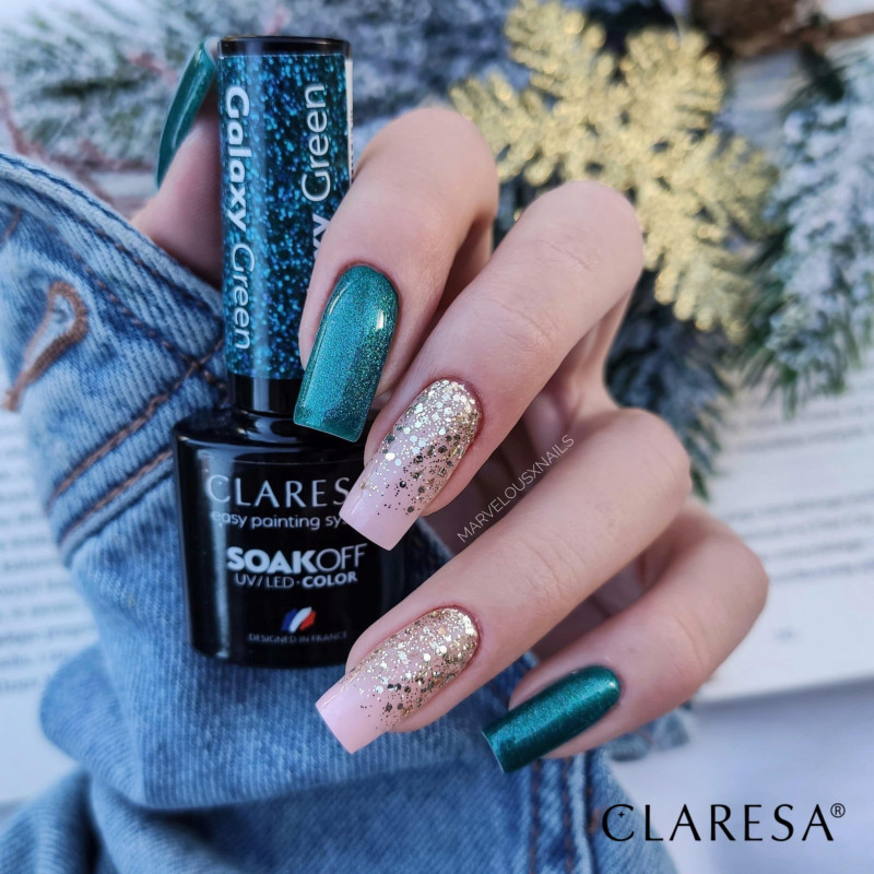 Цветной гель-лак Claresa Galaxy Green, 5 ml