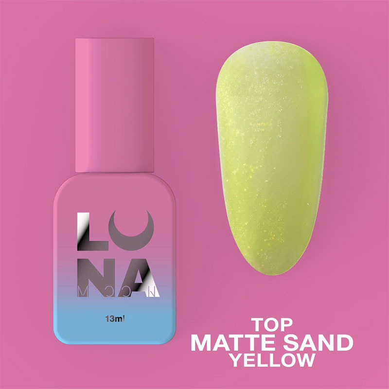 Matta päällyslakka ilman tahmeaa kerrosta – Lunamoon Top Matte Sand Yellow – 13 ml