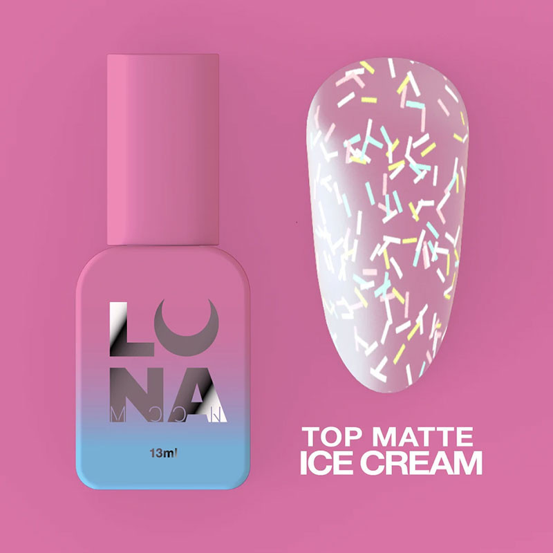 Matta päällyslakka ilman tahmeaa kerrosta – Lunamoon Top Matte Ice Cream – 13 ml