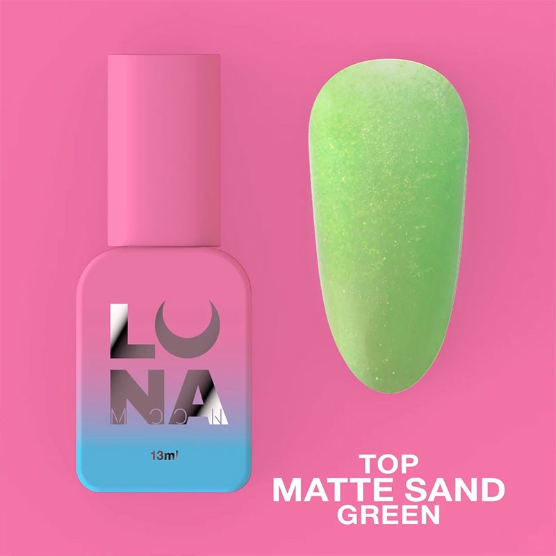 Matta päällyslakka ilman tahmeaa kerrosta – Lunamoon Top Matte Sand Green – 13 ml