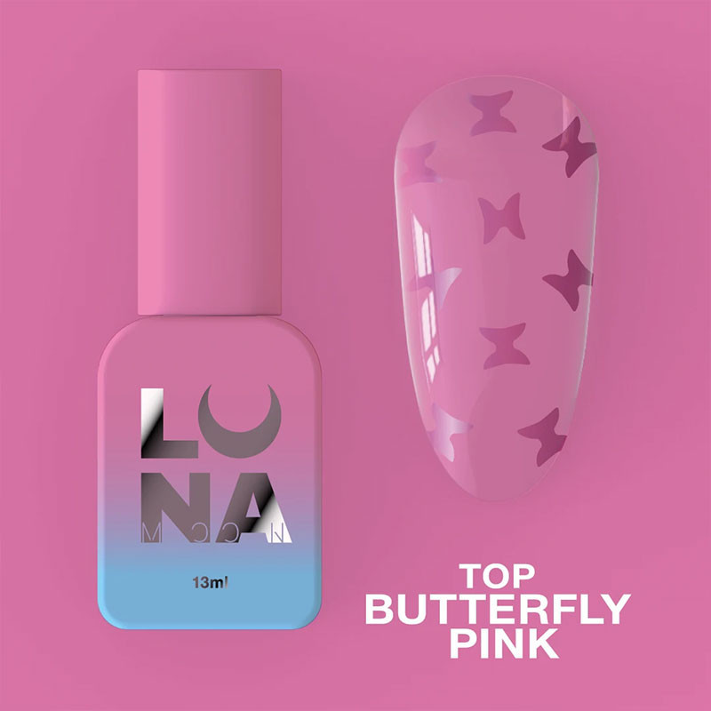 Top coat ilman tahmeaa kerrosta – Lunamoon Top Butterfly Pink – 13 ml