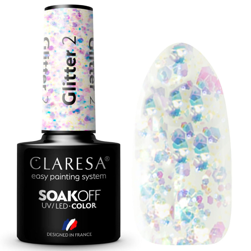 Цветной гель-лак Claresa Glitter № 2, 5 ml