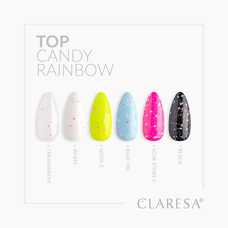 Päällyslakka Claresa Top Candy Raindow (ei tahmaista kerrosta) - 5 g