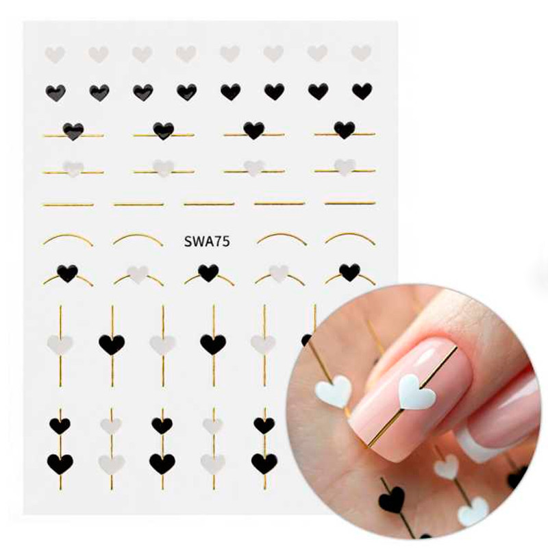Self-adhesive nail stickers – Hearts – SWA75