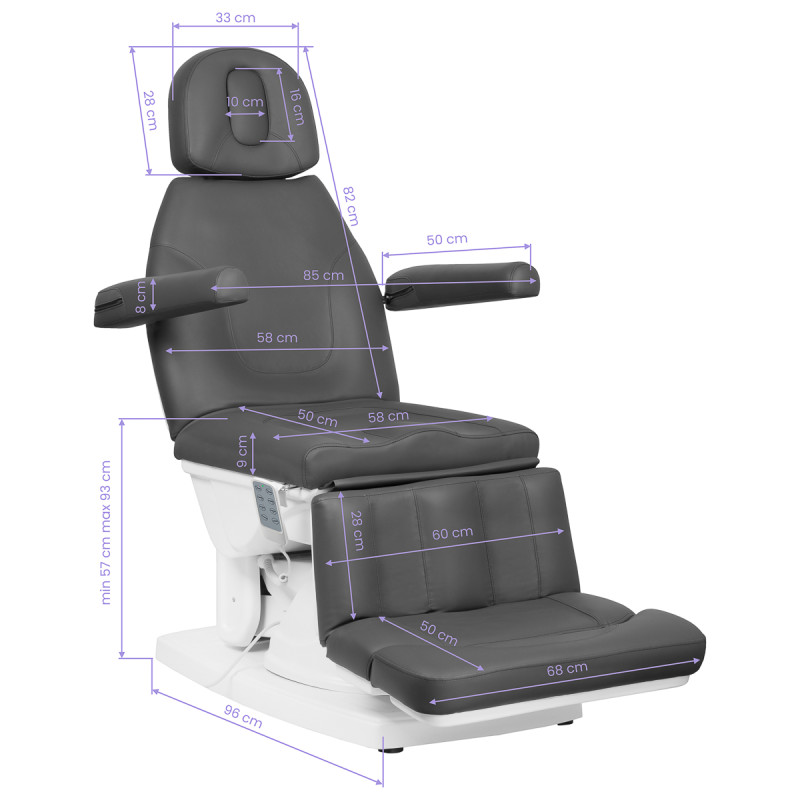Kate electric podiatry chair, 4 actuators, gray