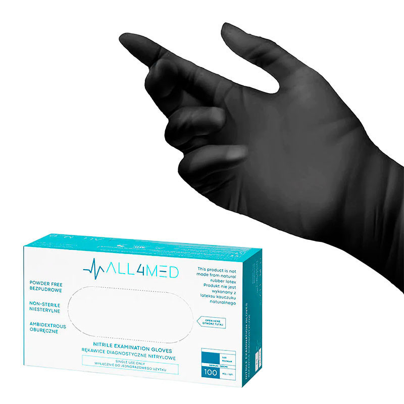 Nitrile Gloves All4med Black – XS – 100 pcs