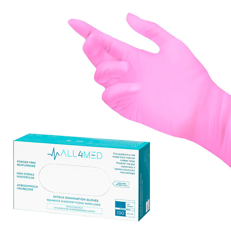 Nitriilikäsineet All4med pinkki – L – 100 kpl