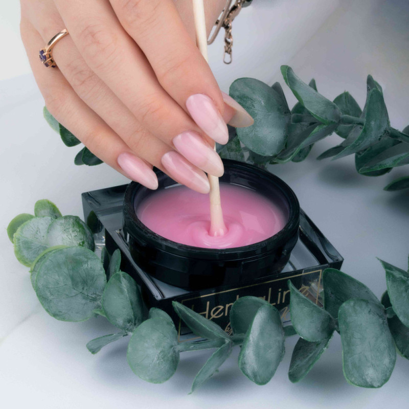 Rakennusgeeli – MollyLac HerbaLine Sugar Pink by Gosia Kruś HEMA/Di-HEMA Free – 15 g