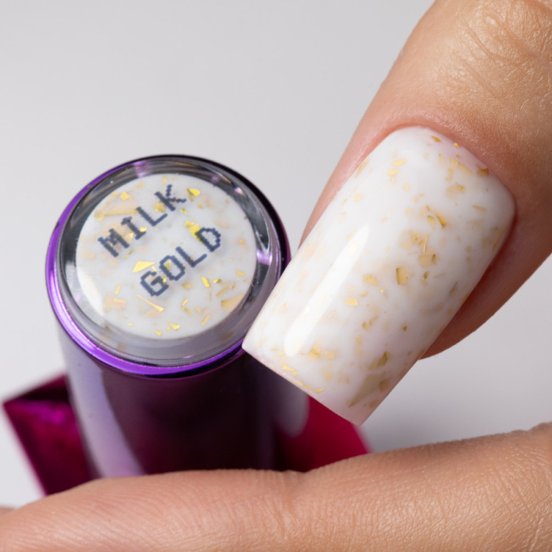 Flakes Rubber Base MollyLac HEMA/Di-HEMA Free, Milk&Gold - 10 g
