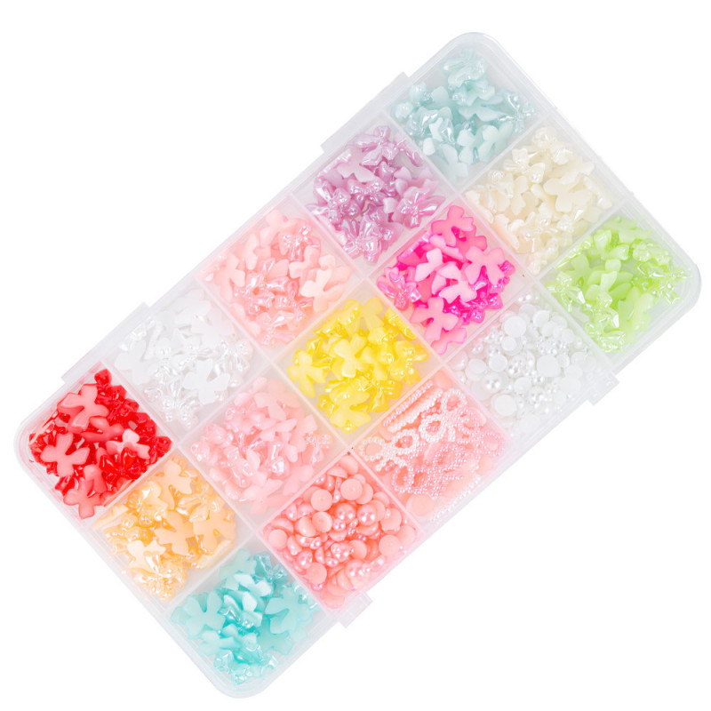 3D Nail Decoration Set “Bows & Shapes”, Pastel – BKHZ-012 (with Tweezers and Pencil)