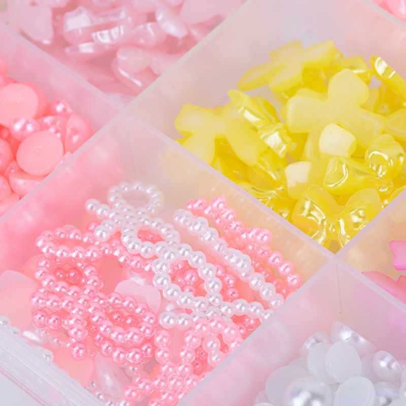 3D-kynsikoristesetti “Rusetit ja kuviot”, pastellisävyt – BKHZ-012 (pinsetin ja kynän kanssa)