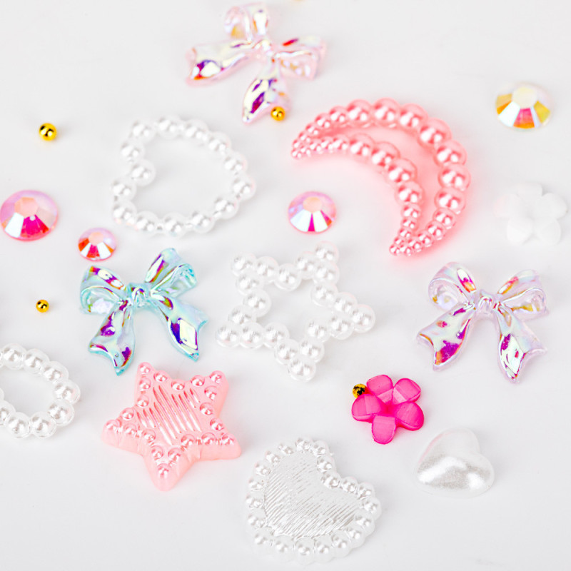 3D Nail Decoration Set “Bows & Shapes”, Pastel – BKHZ-009 (with Tweezers and Pencil)
