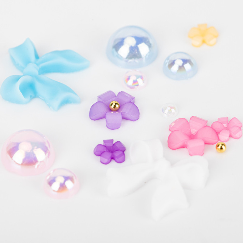 3D Nail Decoration Set “Pearls & Flowers”, Multicolor – BKHZ-006 (with Tweezers and Pencil)