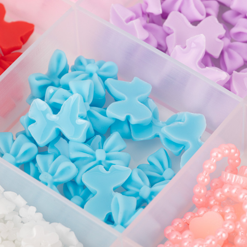 3D Nail Decoration Set “Bows & Pearls”, Multicolor – BKHZ-003 (with Tweezers and Pencil)