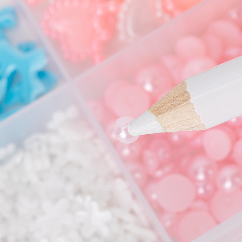 3D Nail Decoration Set “Bows & Pearls”, Multicolor – BKHZ-002 (with Tweezers and Pencil)