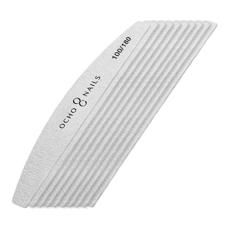 Пилка полумесяц тонкая OCHO NAILS – 100/180 грит (10 шт)