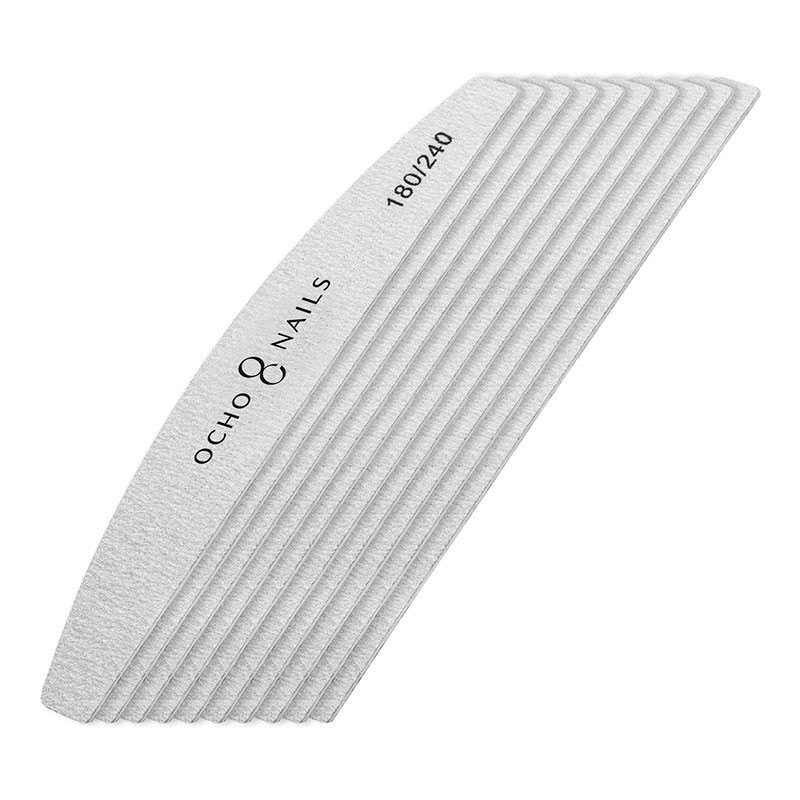 Пилка полумесяц тонкая OCHO NAILS – 180/240 грит (10 шт)