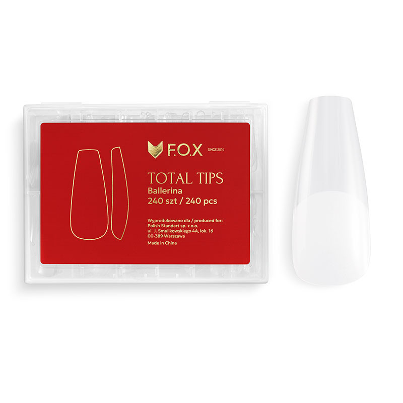 Gel tips F.O.X Total Tips, Ballerina shape — 240 pcs