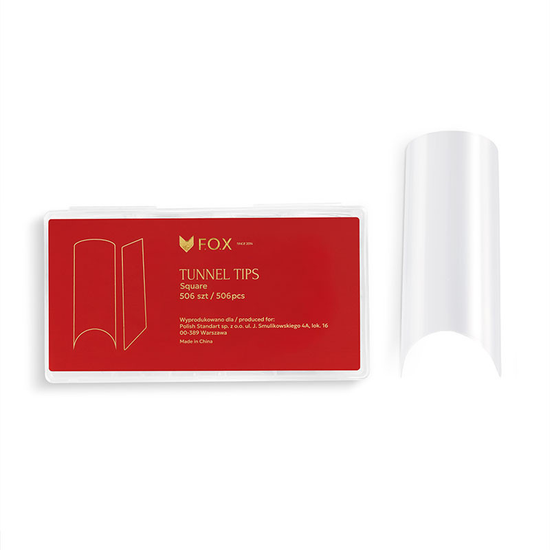 Gel tips F.O.X Tunnel Tips, Square shape, 506 pcs