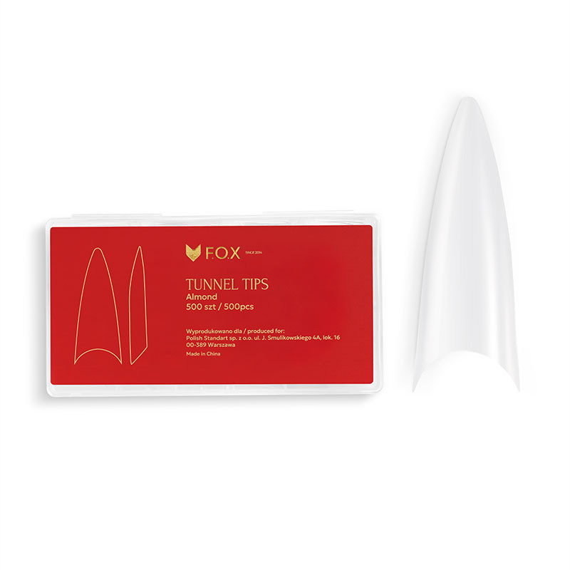 Gel tips F.O.X Tunnel Tips, Almond shape, 500 pcs