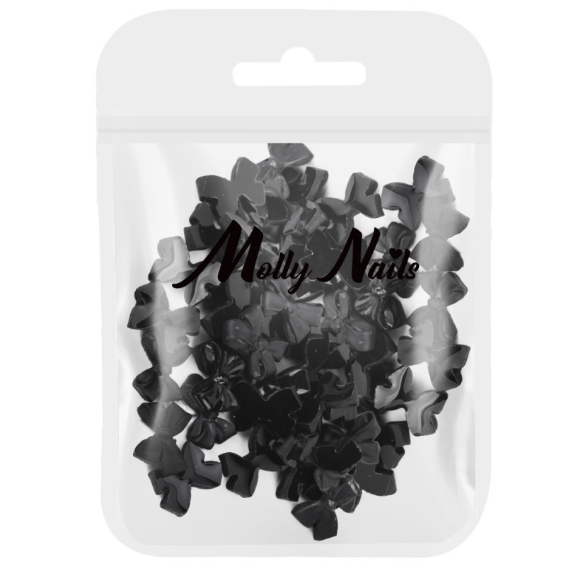 3D rusetit kynsille Molly Nails – Musta – 100 kpl