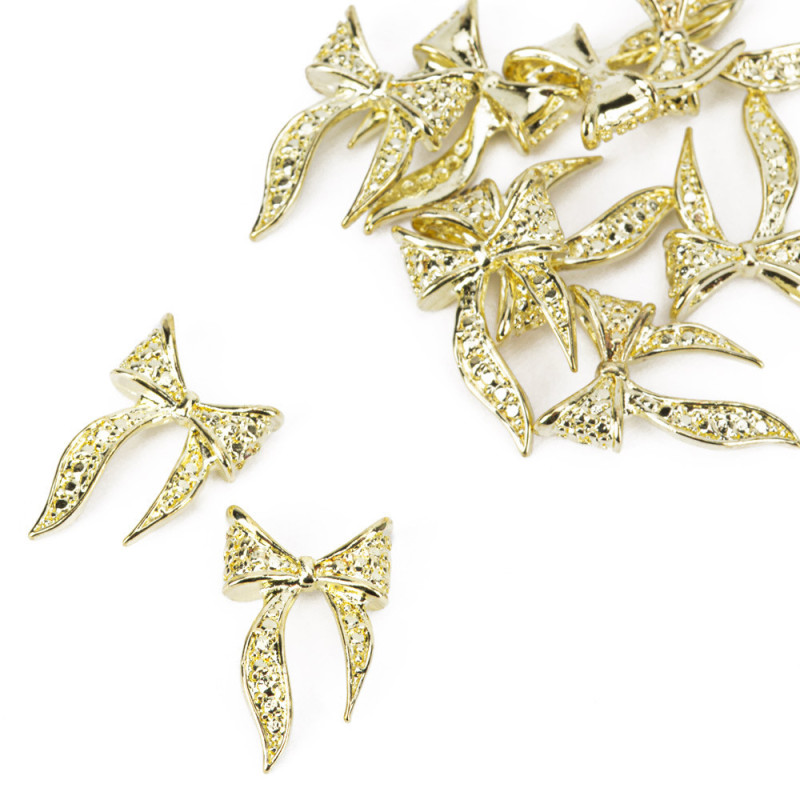 3D Long Bows for nails Molly Nails – Gold № 2 – 10 pcs